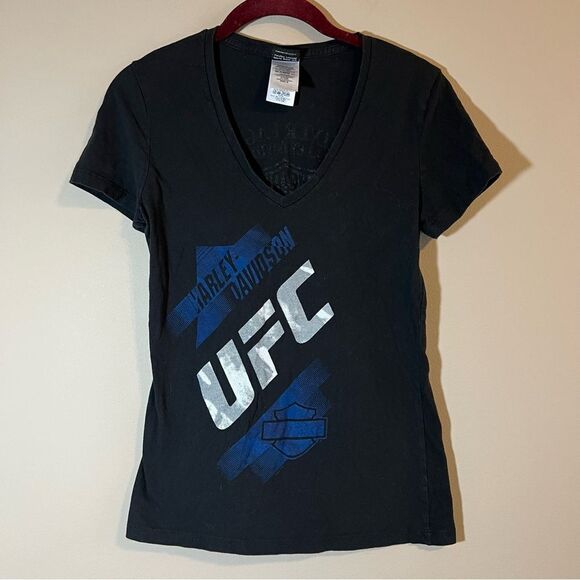 Harley-Davidson Tops - ✨ Harley Davidson Black Blue UFC Waterloo Iowa Shirt Small